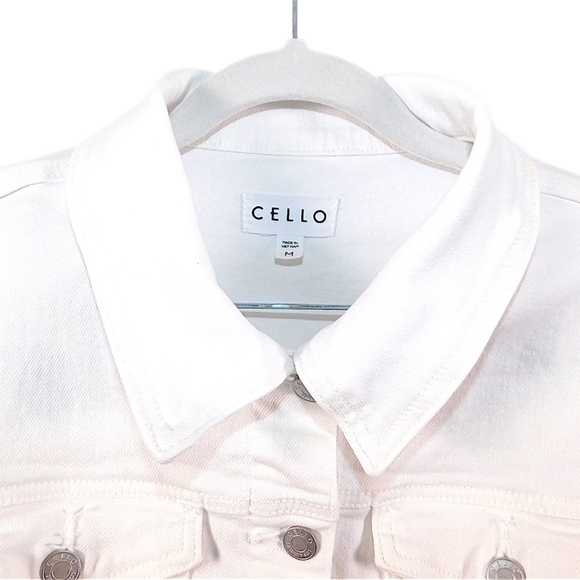 CELLO White Cropped Raw Hem Denim Jacket - Size M - Picture 12 of 12